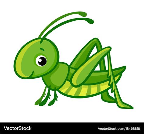 Isolated cute green grasshopper Royalty Free Vector Image