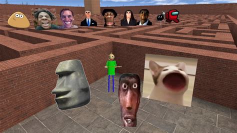 Goofy Ahh Uncle, Baldi, Moai, Pop Cat & Some More Gmod Nextbots Chasing Me in The Maze | Garry's ...