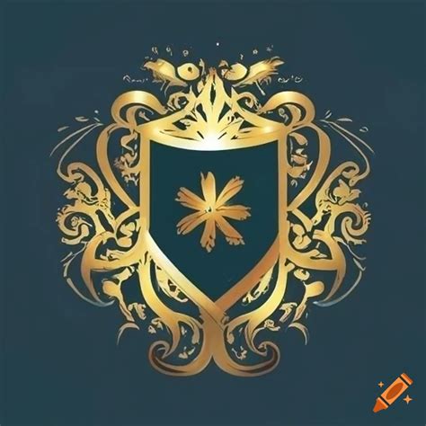 Golden shield with flower symbol