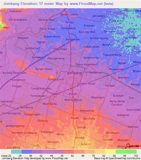 Elevation of Jombang,Indonesia Elevation Map, Topography, Contour