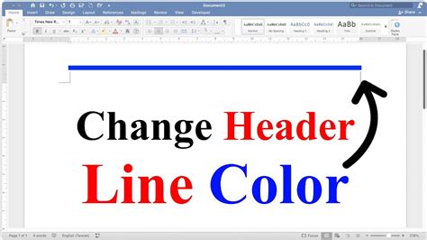 How To Change Header Line Color In Word - YouTube