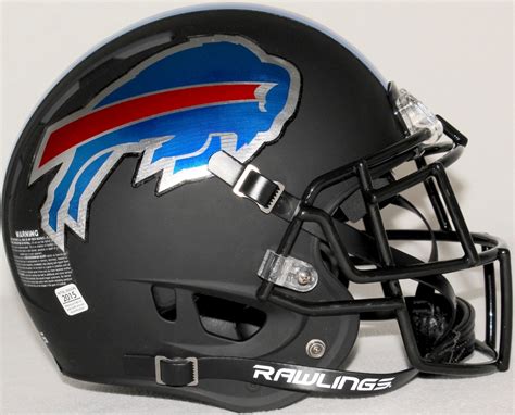 Buffalo Bills Custom Matte Black Full-Size Authentic Proline Helmet ...