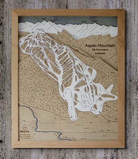 Aspen Mountain Ski Trail Map | 3D Wooden Ski Resort Art