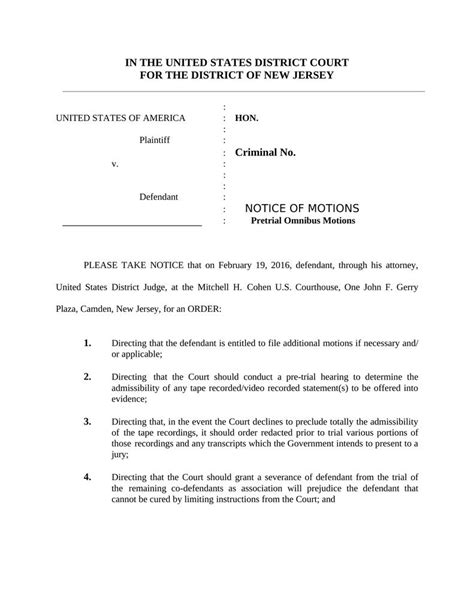 Notice of Motions Pretrial Omnibus Motions - Attorney Docs