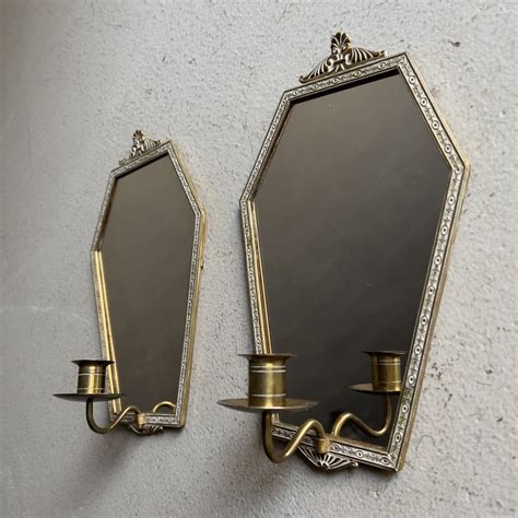 2 Vintage Mirror Candle Sconces, Scandinavia 1930s | #258661