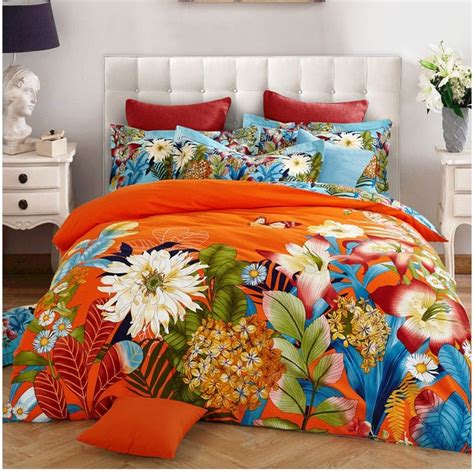 100% Cotton Sanding Printed Flower Bedding Set Wedding Bed Sheet set Duvet Cover Pillowcase ...