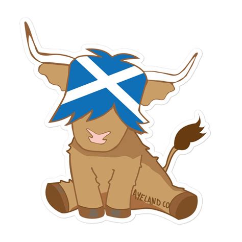 Cute scottish highland cow flag sticker Have you seen a cuter highland ...