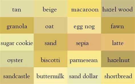 LLR Beige Color Chart | Color names, Writing, Color theory