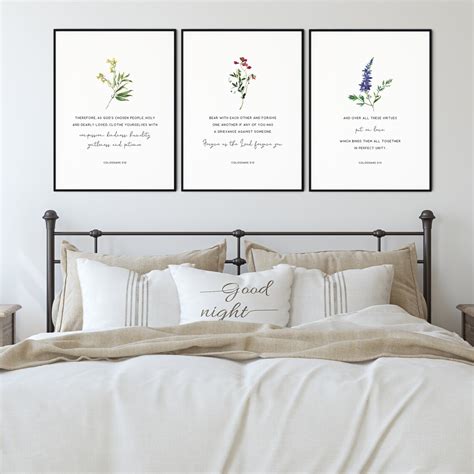 Colossians 3:12-14 Bible Verse Wall Art Set Of 3 Scripture | Etsy