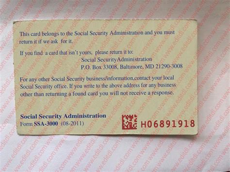 Social Security Card Template front and back - EDIT SSC