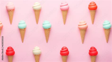 Pastel Ice Cream Dreams: A Vibrant 3D Abstract Carnival of Colorful Ice Cream Cones with ...