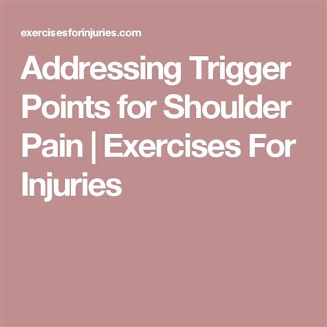 Addressing Trigger Points for Shoulder Pain - Exercises For Injuries | Shoulder pain, Shoulder ...