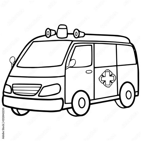 Cute ambulance cartoon illustration isolated on white background for ...