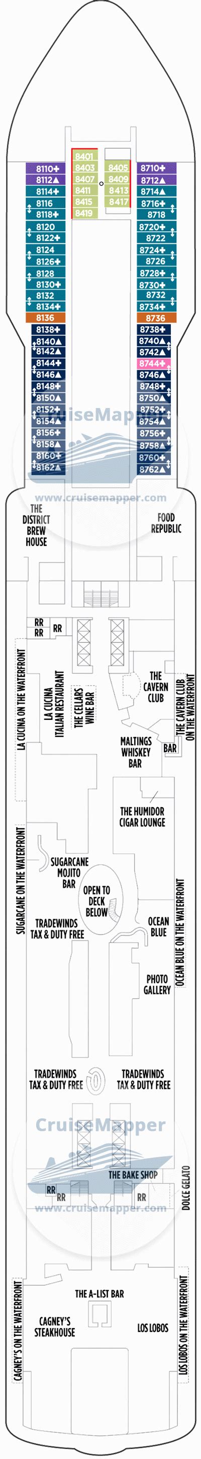 Norwegian Bliss deck 8 plan | CruiseMapper