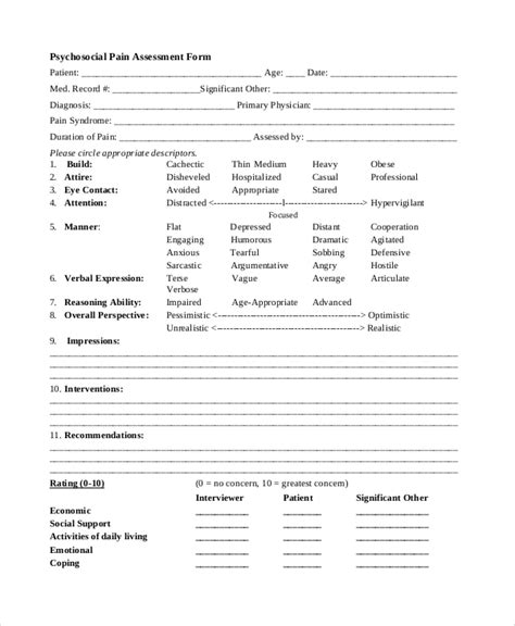 Printable Mental Health Intake Form Template