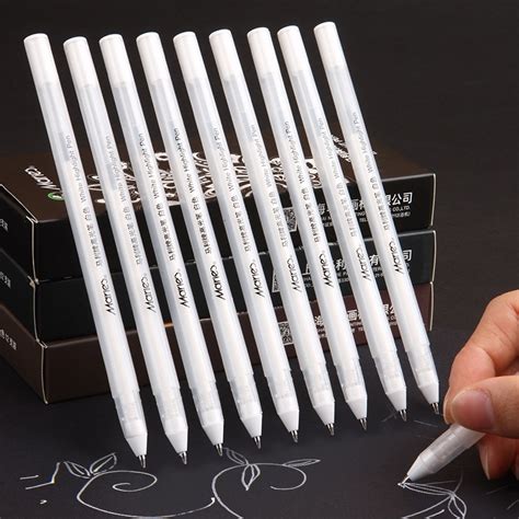 5 Pcs 0.8mm Creative White Ink Gel Pen Highlight Marker Pen Fine Tip ...