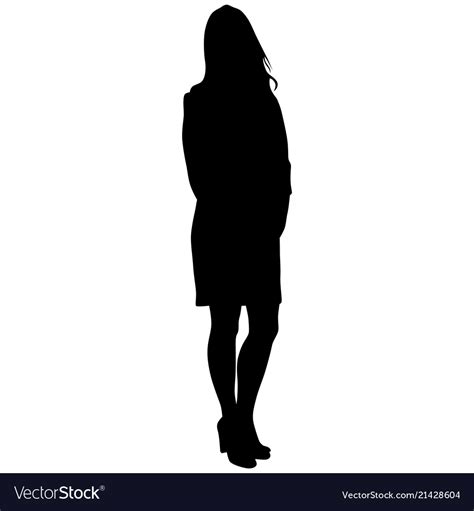 Silhouette of standing woman in short dress Vector Image