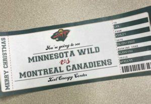 Minnesota Wild Game Ticket Gift Voucher | Printable Surprise Hockey Tickets