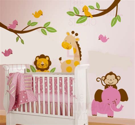 7 Jungle animal paradise - Nursery Wall Decals, Removable Kids Wall ...