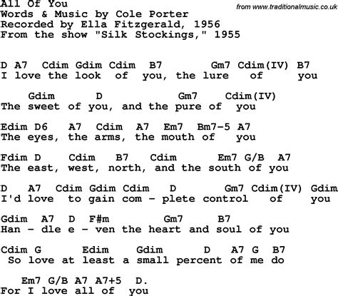 Song lyrics with guitar chords for All Of You - Ella Fitzgerald, 1956