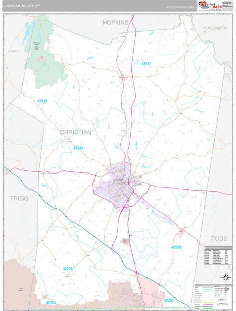 Christian County, KY Wall Map Premium Style by MarketMAPS