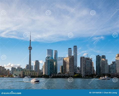 Sunset Skyline of the Toronto City Skyline with CN Tower Editorial ...