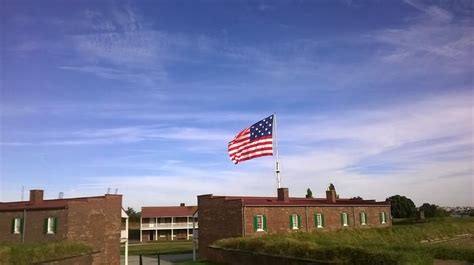 Flag flying over Fort McHenry- 15 stars and stripes