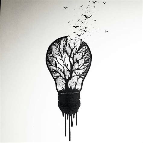 Artwork Artistic Light Bulb Drawing