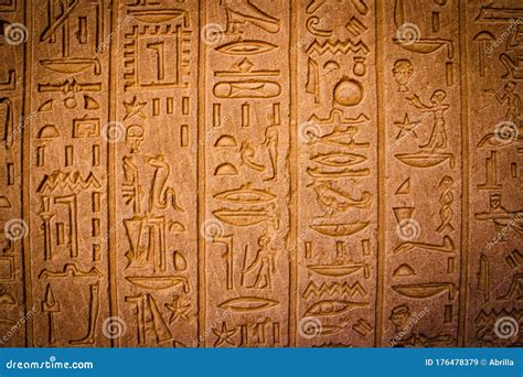 Ancient Egyptian Writing, Egyptian Hieroglyphs, Wall Inscriptions Stock ...