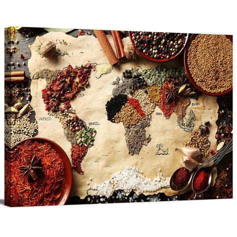 World Map of Different Spices Global Cuisine Food Ingredients - Etsy