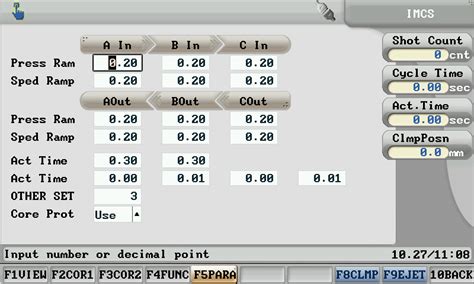 Core parameters settings of Injection Molding Machine