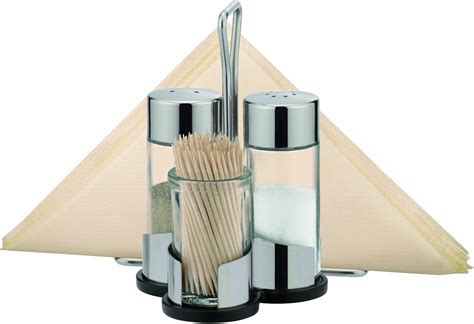 Amazon.com: Tescoma Salt & Pepper Caddy with toothpick & napkin holder: Kitchen & Dining