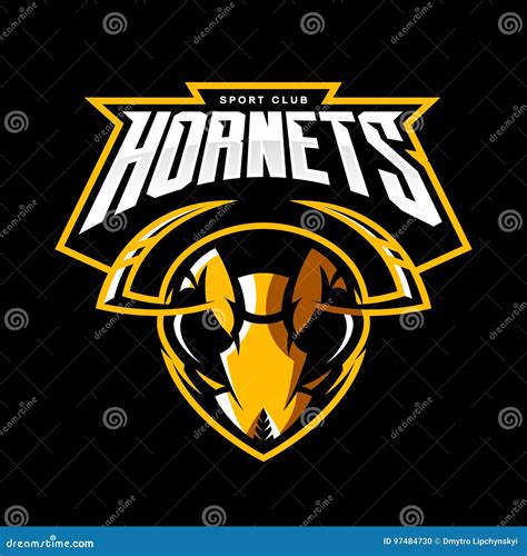 Furious Hornet Head Athletic Club Vector Logo Concept Isolated on Black ...