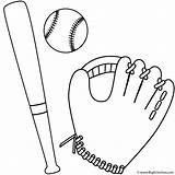 Baseball Glove Ball And Bat  Coloring Page Sports sketch template