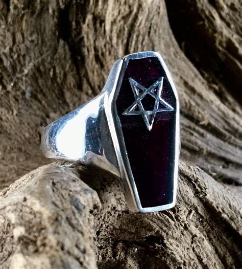 Black Coffin Pentagram Ring .925 Solid Sterling Silver - Etsy