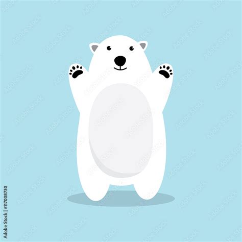 Polar bear cartoon character. A Cute Polar bear standing on blue ...