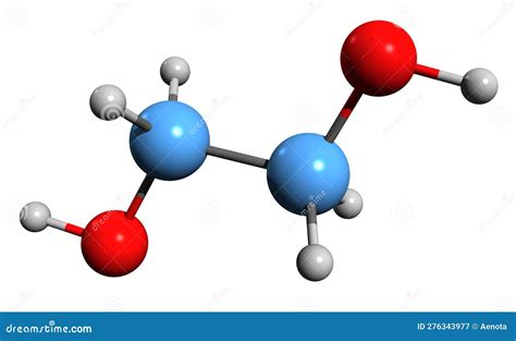 3D Image of Ethylene Glycol Skeletal Formula Stock Illustration ...