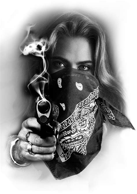 Gangster Girl with bandana and gun tattoo design | Gangstas, Guns and ...