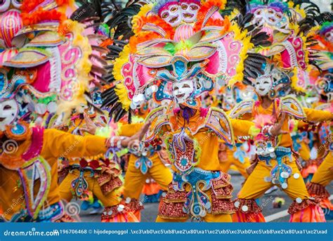 Colorful Masks of Street Dacnce Parade Performer during Masskara Festival at Bacolod City ...