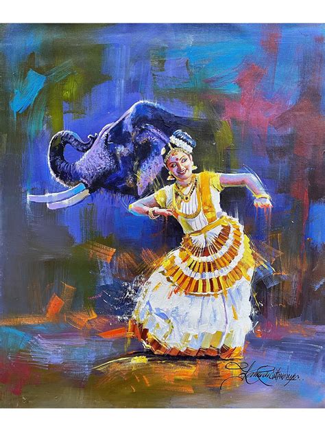 Mohiniyattam of Kerala | Acrylic Painting | Exotic India Art