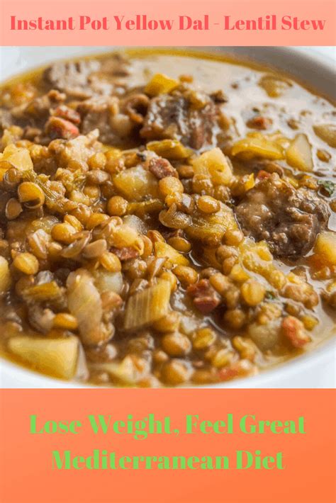 Instant Pot Yellow 'Dal' Lentil Stew - Starting the Mediterranean Diet