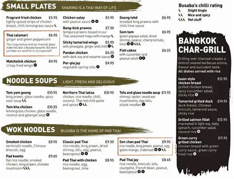 Menu at Busaba Bangkok Thai - Westfield London restaurant, London ...