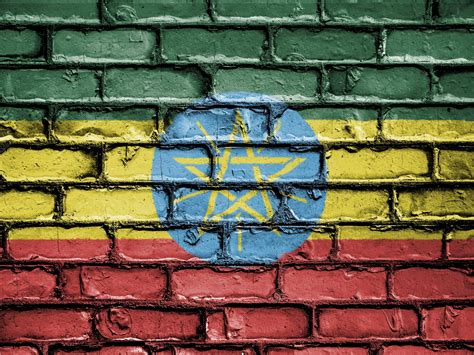 Download Ethiopia Flag On Brick Wall Wallpaper | Wallpapers.com