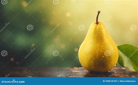 Pear Banner Over Natural Green Blurred Bokeh Background with Copy Space. Whole Pear Background ...