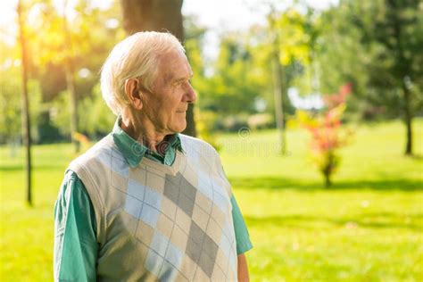 Elderly man outdoor. stock photo. Image of park, gray - 79481770