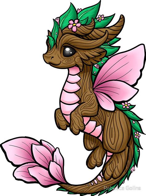 Flower Dragon Elemental by Rebecca Golins | Cute dragon drawing, Dragon art, Dragon pictures