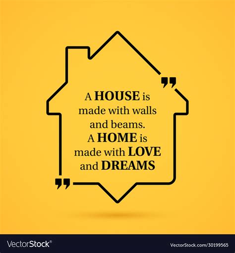 Quote about home in house outline on yellow Vector Image