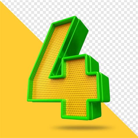 Premium PSD | A number 4 with a green number 4 on a transparent background