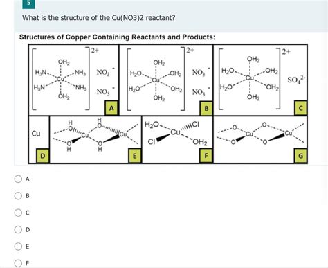 Solved 5 What is the structure of the Cu(NO3)2 reactant? | Chegg.com