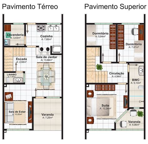 Plano de linda casa de 2 pisos, 3 dormitorios y 106 m2